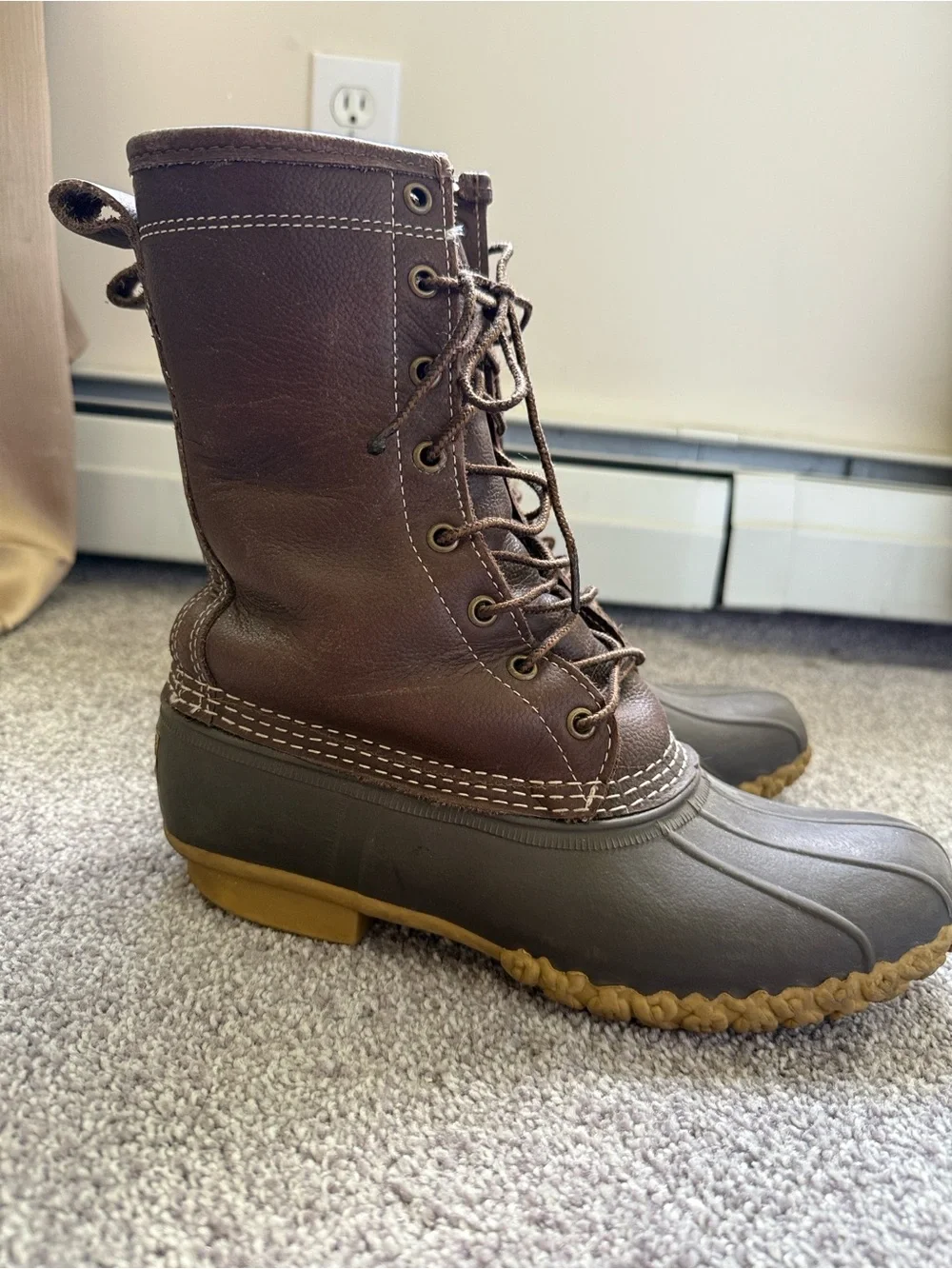 L.L. Bean Women's Brown and Tan Winter Shearling Duck Boots